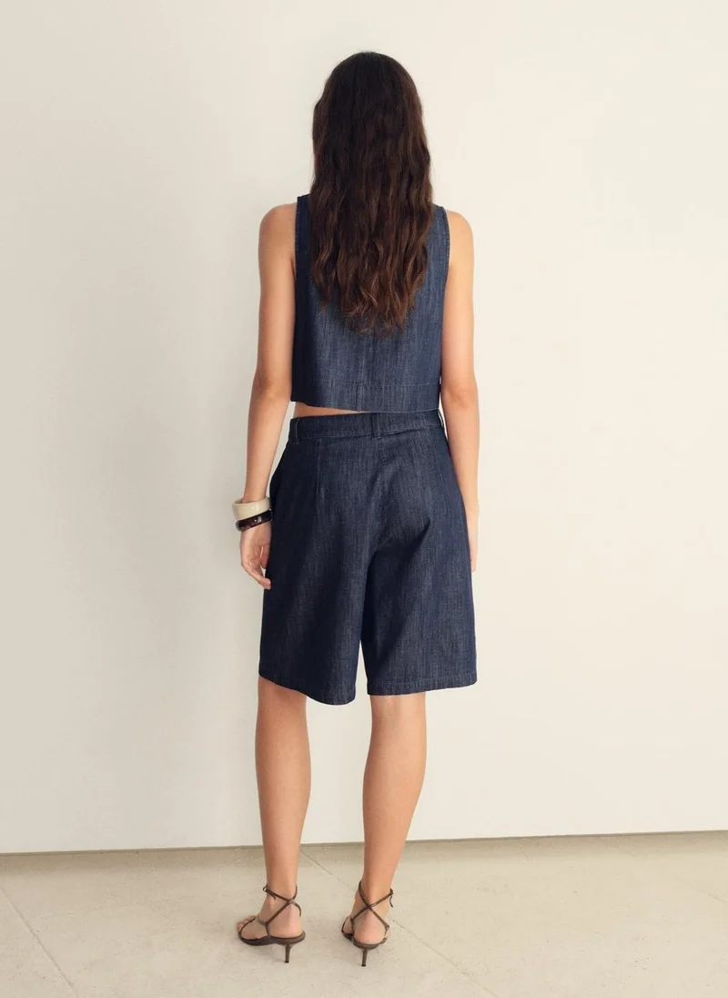 مانجو بلوزة دنيم قصيرة مغسولة